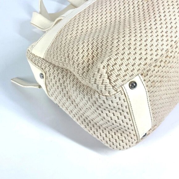 CHANEL CC CC Mark logo Tote Bag Shoulder Bag Hand Bag Leather/Canvas Beige/White - Picture 8 of 16